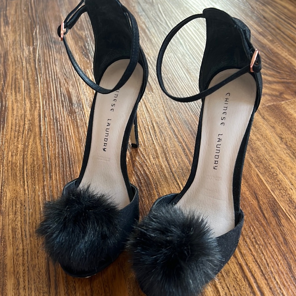 Chinese Laundry suede black stilettos.